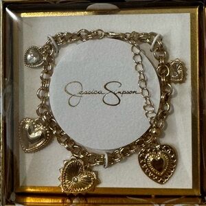 Jessica Simpson Gold Heart Charm Bracelet